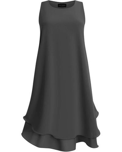 James Lakeland Sleeveless Wave Hem Dress Charcoal - Grey