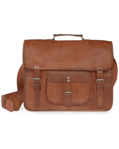 VIDA VIDA Vida Vintage Classic Leather Satchel - Brown