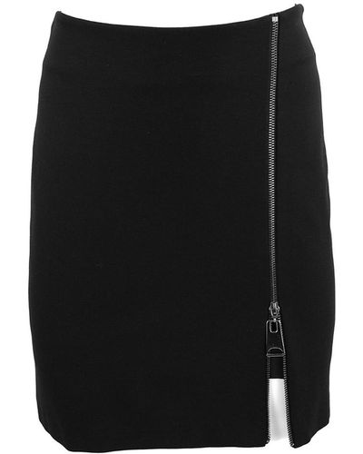 Theo the Label Hera Layered Vegan Leather Mini Skirt Zipper - Black