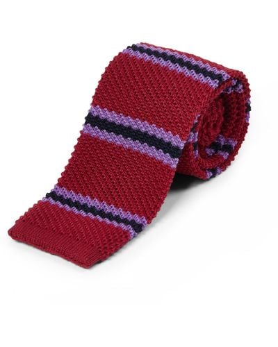Burrows and Hare Wool Knitted Tie - Red