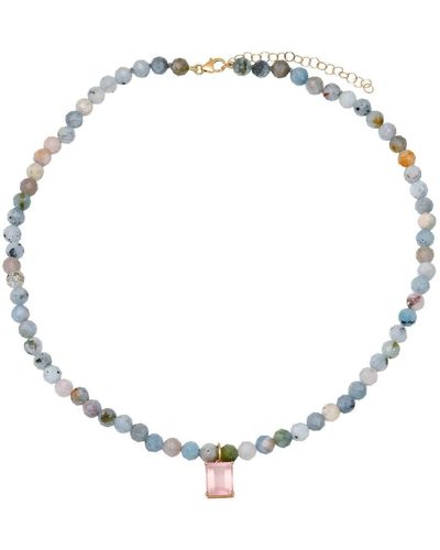Soul Journey Jewelry Aquamarine In Love Necklace - Metallic