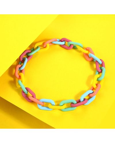Arvino Colorful Resin Cuban Link Chain Necklace - Yellow