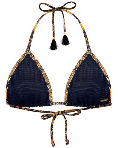 ELIN RITTER IBIZA Black Triangle Bikini Top With Orange Snake Print Edges Tamara - Blue