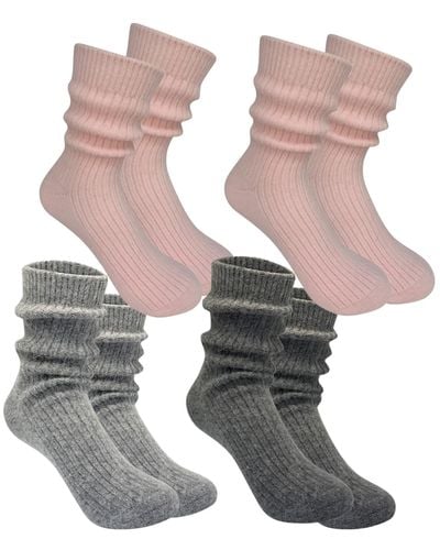 HIGH HEEL JUNGLE by KATHRYN EISMAN Luxe Cashmere Sock Set Of Four Pairs - Gray