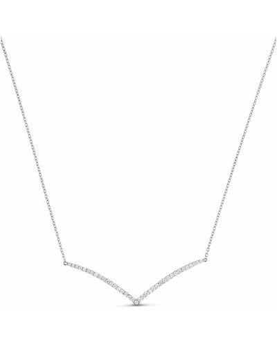 Cosanuova V Diamond Necklace 18k White Gold - Metallic
