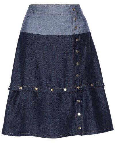 LAHIVE Gia Antiqued Multi-length Denim Skirt - Blue