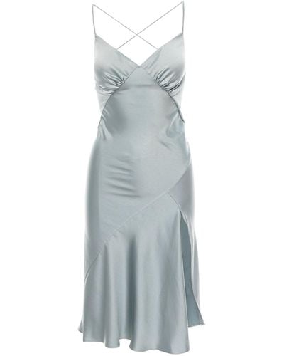 ROSERRY Seville Satin Midi Dress In Silver - Gray