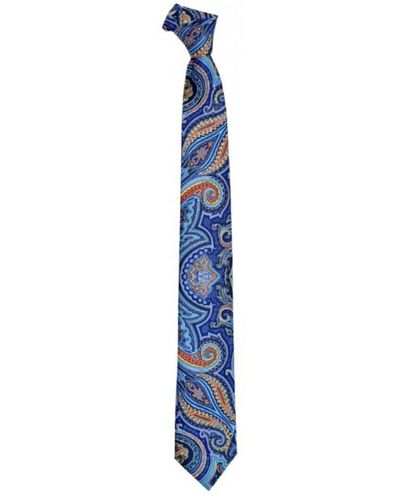 DAVID WEJ Paisley Printed Tie – Orange - Blue