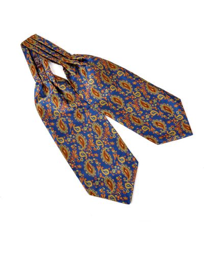DAVID WEJ Self Tie Paisley Cravat – Blue & Orange