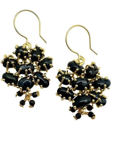 Farra Bohemian Style Agate Earrings - Black