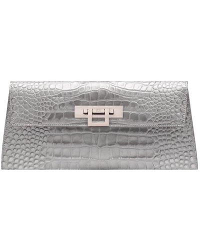 Lalage Beaumont Fonteyn Clutch Orinoco Print Calf Leather Handbag - Grey