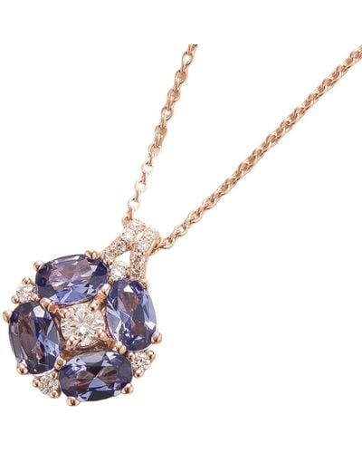 Juvetti Pristi Rose Gold Necklace Diamonds & Ceylon Blue Sapphire - Multicolor