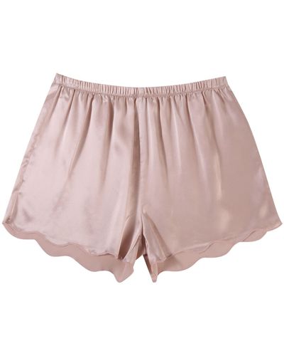 Soft Strokes Silk Pure Silk Dusty Rose Scallop Edged Shorts - Red