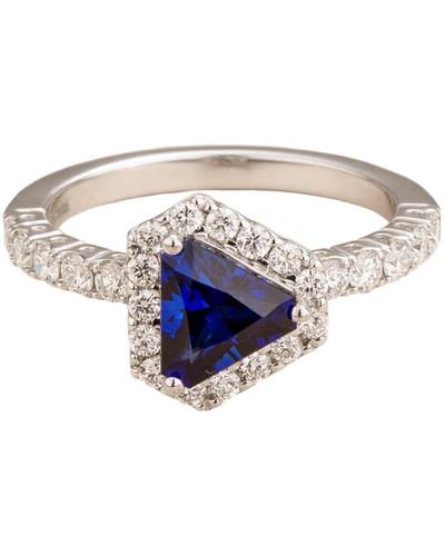 Juvetti Diana White Gold Ring Blue Sapphire & Diamonds