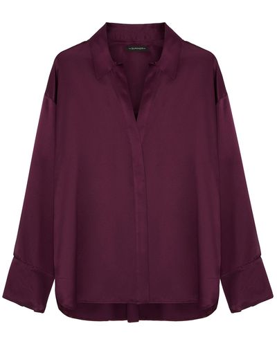The Summer Edit Audrey Oversized Silk Shirt - Purple
