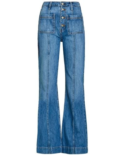 NOEND High Rise Patch Pocket Jeans In Laguna Beach - Blue