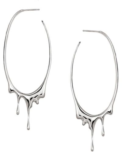 MARIE JUNE Jewelry Dripping Oval L Sterling Hoop Earrings - Metallic