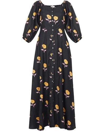 Em & Shi Sunflower Buttoned Dress - Black