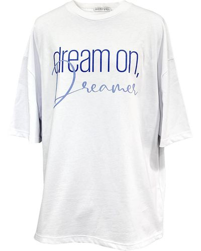 Maison Bogomil T-shirt Dream On Dreamer In Blue - White