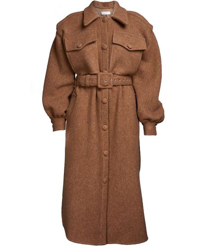 Sofia Tsereteli Oversize Coat In Virgin Wool - Brown