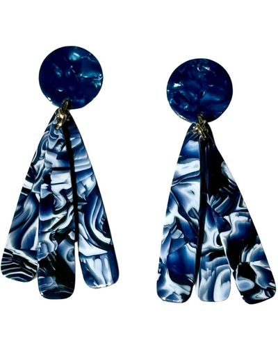 CLOSET REHAB Petal Drop Earrings In Midnight Garden - Blue