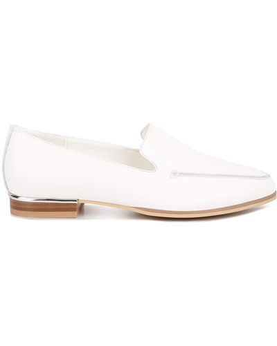 Rag & Co Richelli Metallic Sling Detail Loafers In - White