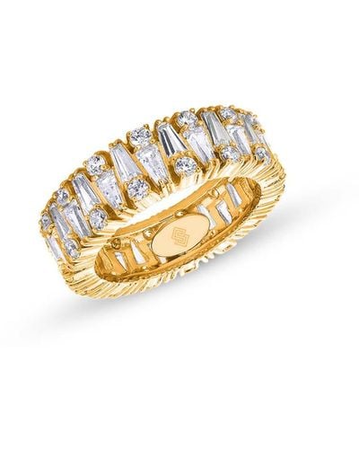 SALLY SKOUFIS Culture Ring With Made White Diamonds In Yellow Gold - Metallic