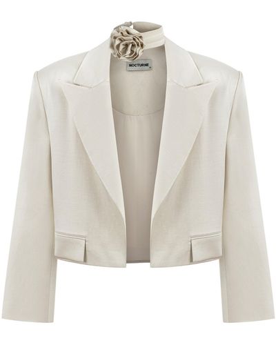Nocturne Double-breasted Short Jacket - White