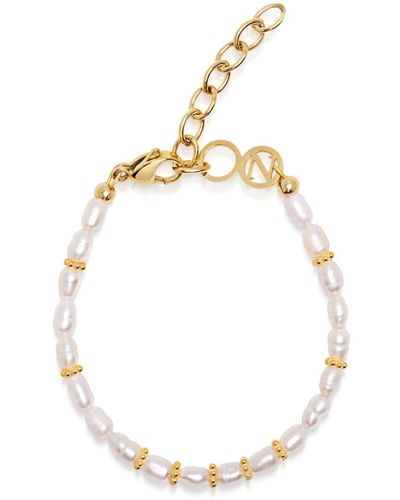 Nialaya Beaded Bracelet With Pearl - Metallic
