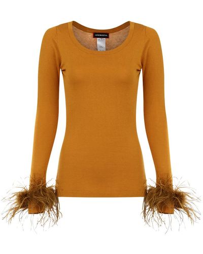 Andreeva Camel Knit Top With Eco-friendly Details - Orange