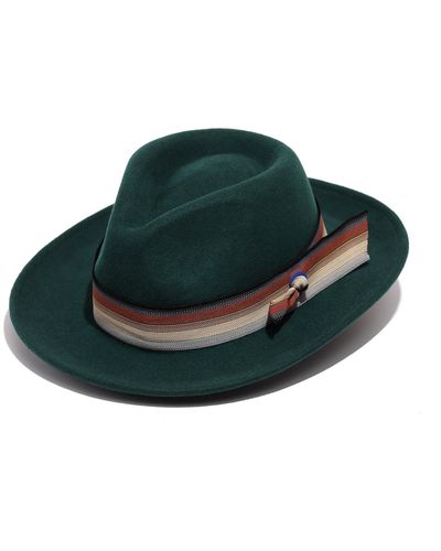 Justine Hats Dark Felt Hat With Grosgrain Band - Green