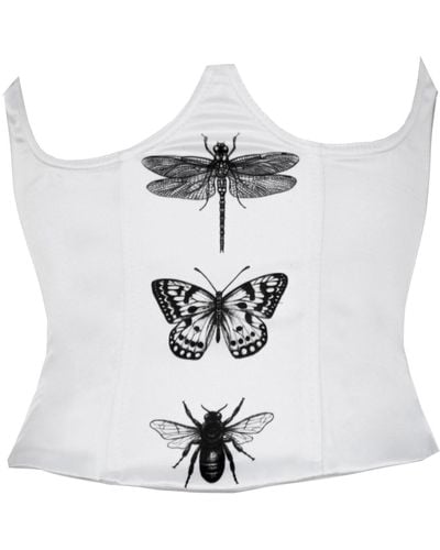 La Musa Graphic Butterfly Corset - White