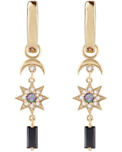 Zohreh V. Jewellery Limited Edition Diamond Stars & Moon Shapes Hoop Earrings 9k Gold - Metallic