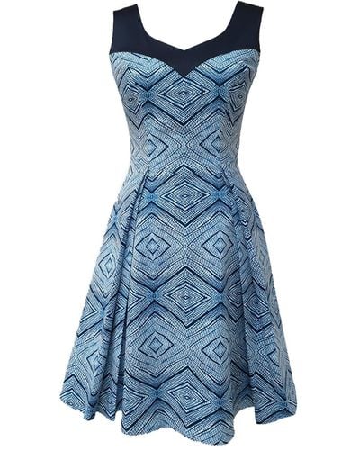 Mellaris Evie Dress In Topaz Print Cotton - Blue