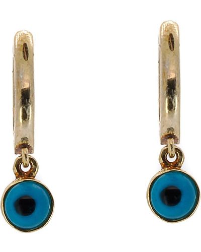 Ebru Jewelry Gold huggie Hoop Earring - Blue