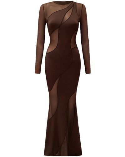 OW Collection Spiral Maxi Dress - Brown