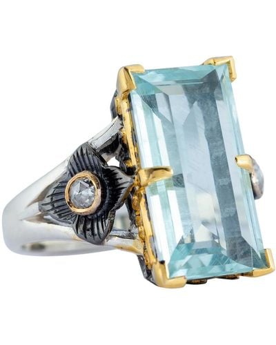 Emma Chapman Jewels Taylor Aquamarine Diamond Ring - Blue