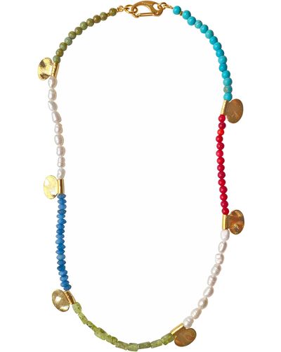 Smilla Brav Gemstone Pearl Necklace Ottoman - Multicolour