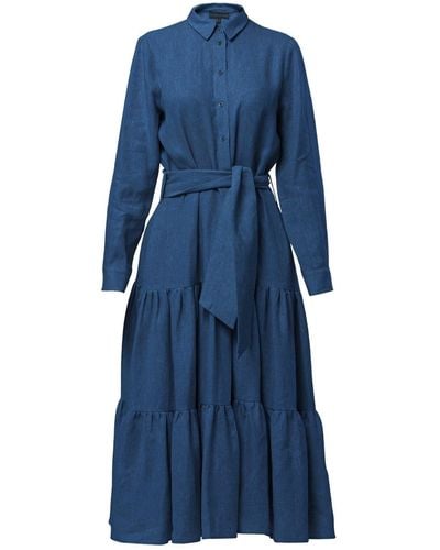 Helen Mcalinden Adele Borage Linen Dress - Blue