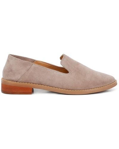 Rag & Co Oliwia Taupe Classic Suede Loafer - Pink
