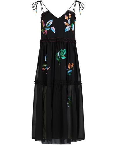 Hope & Ivy The Lindsey Sleeveless Embellished Midi Dress With Tiered Skirt - Black
