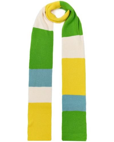 INGMARSON Ribbed Colour Block Wool & Cashmere Scarf Long Green