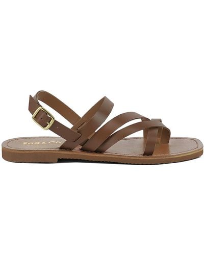 Rag & Co Sloana Tan Strappy Flat Sandals - Brown