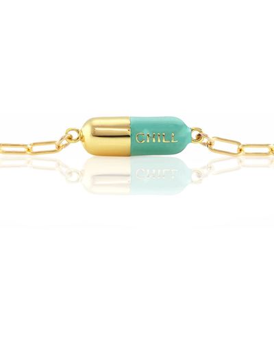 Kris Nations Chill Pill Enamel Bracelet Gold Filled & Turquoise Enamel - Blue