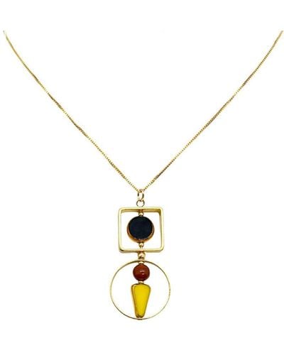 Aracheli Studio Black & Yellow Art Deco Chain Necklace - Metallic