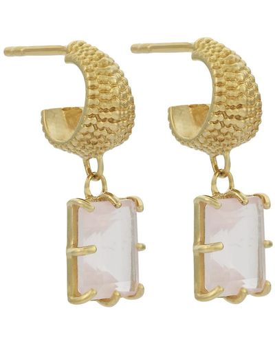 Zoe & Morgan Blossom Earrings Gold Rose Quartz - Metallic