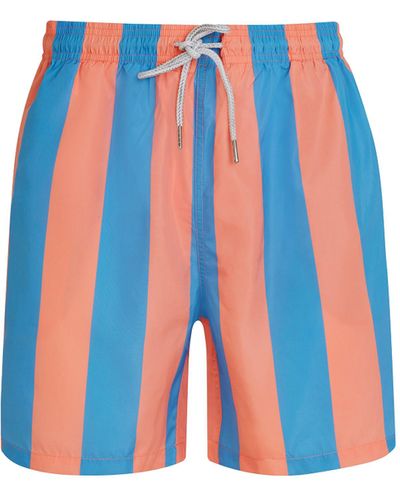 Robert & Son Bold Blue & Orange Stripe Swim Shorts