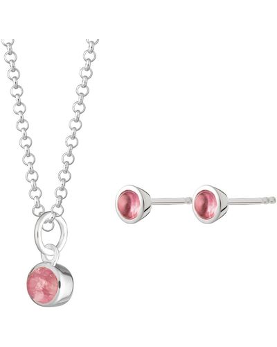 Lily Charmed October Birthstone Jewelry Set - Pink