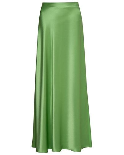 Audrey Vallens Venus Satin Maxi Skirt - Green
