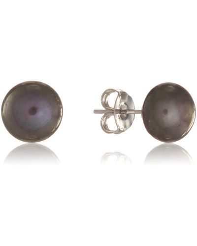 Auree Molina Black Freshwater Pearl Stud Earrings - Metallic